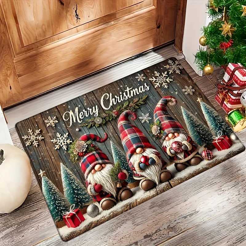 VIKAMA Christmas Snowflake Entry Door Mat Entryway Non Slip Decorative Carpet Christmas Ambience DecorationM251126