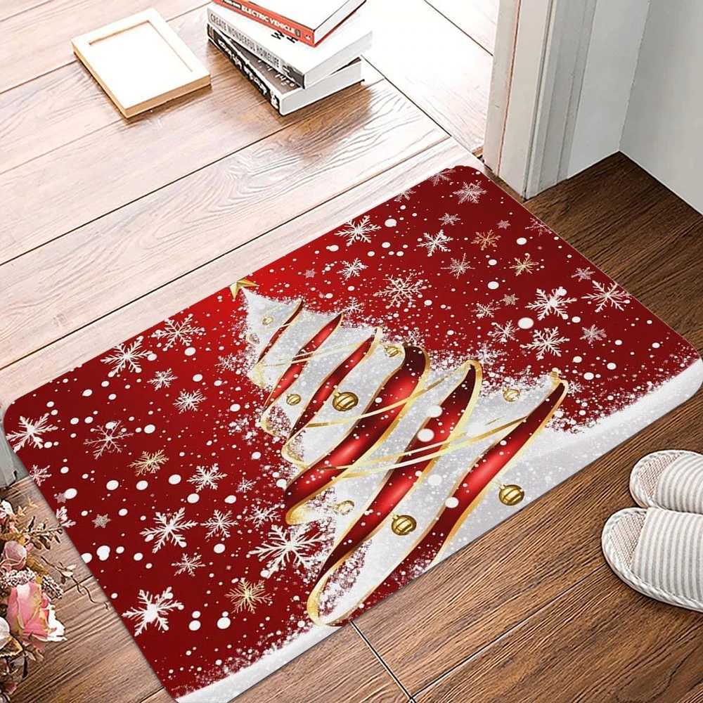 Doormat Front Door Welcome MatChristmas Tree Shining Santa Tree Non Slip Carpet Entryway Indoor Floor MatM251126