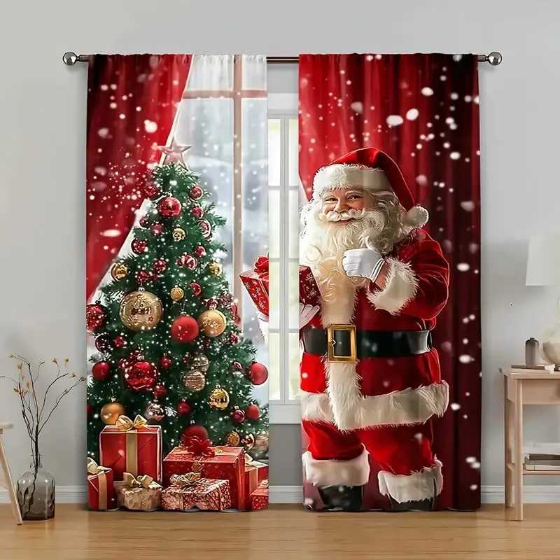 Curtain Christmas Santa Claus Christmas Tree - Pole bag curtains bedroom and living room decoration home decoration Christmas decoration Y251126