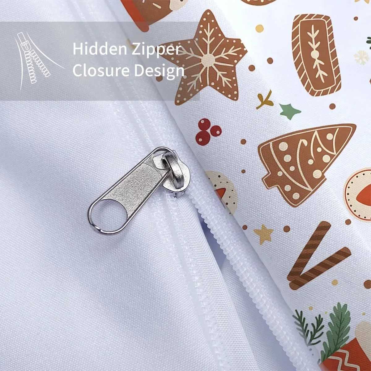 Christmas Christmas Cottage Gingerbread Man Brown Print Quilt Cover with Pillowcases Skin-friendly Warm soft Breathable Bedding Set Y251126