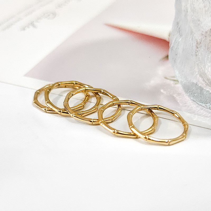 Japanese Korean stainless bamboo index finger ring, female personality temperament, simple and popular gold bone joint titanium steel ring