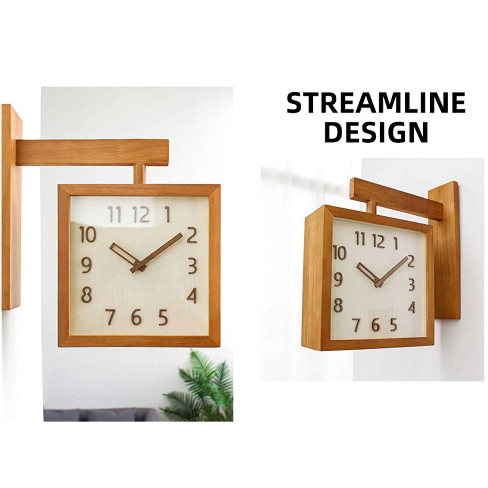 Corner Clock Double Sided Corner Clock Decorative Silent Wooden Simple Battery Powered for Home for Living Room C251126