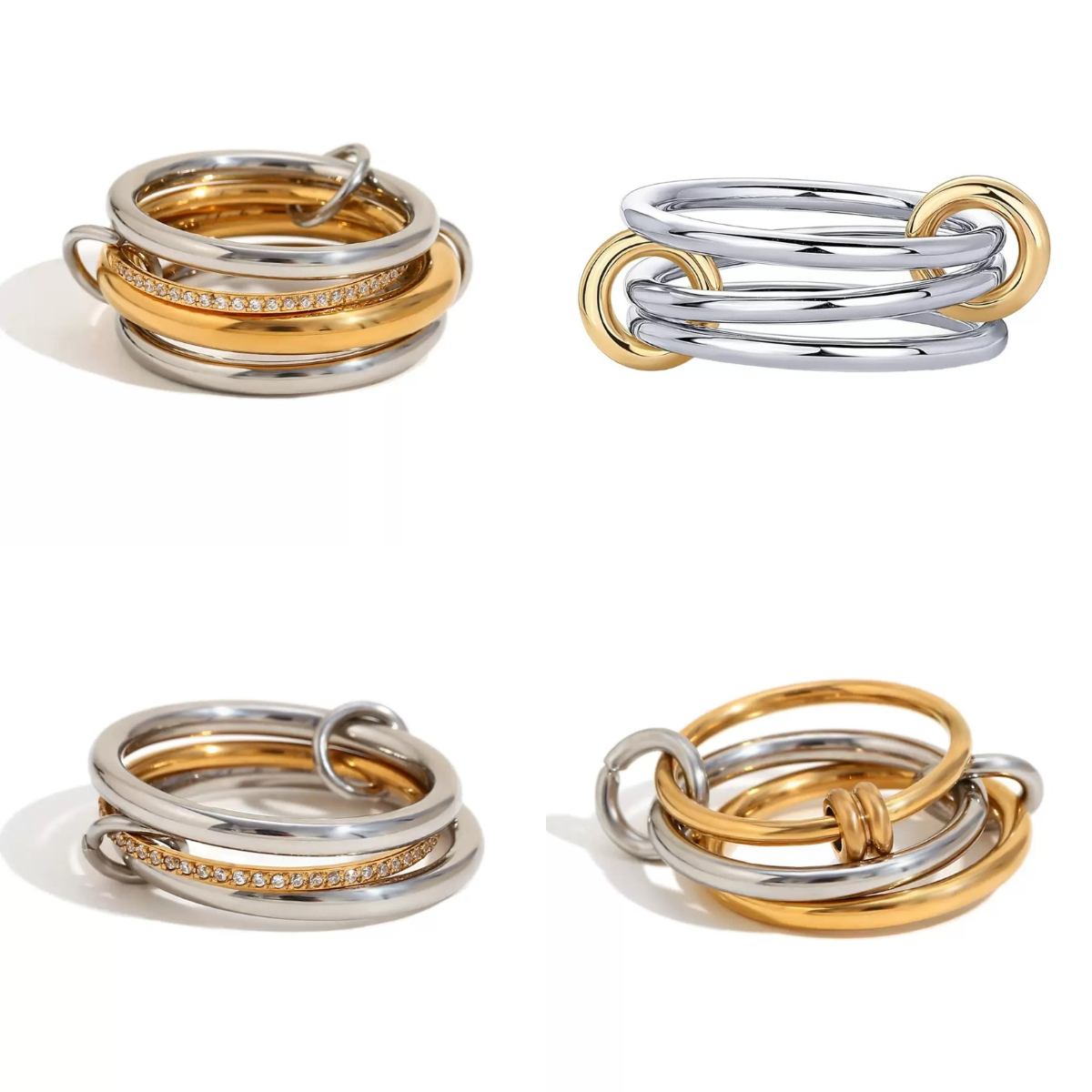 Ring For Men And Women Consecutive Rings White Gold Plated Lab Grown Diamond Athleisure Fashion Wedding Gift Jewelry