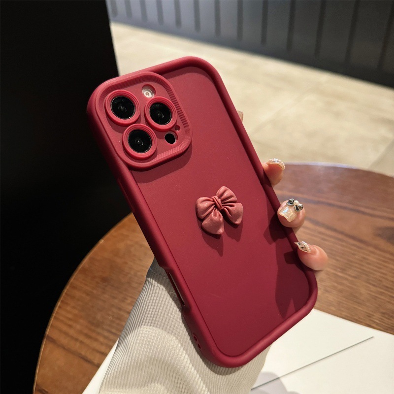 Bowknot Phone Case Compatible With iPhone 17 Pro Max Creative Matte Full Coverage Shockproof Cover iPhone 16/15
