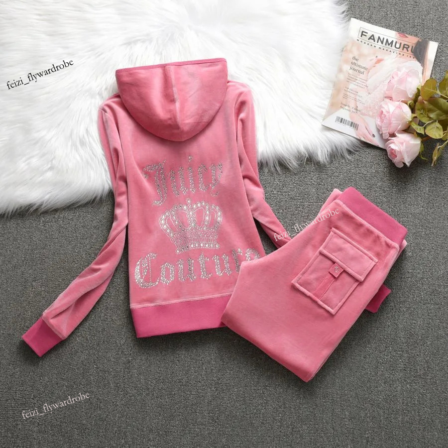 designer womens juicy cotoure tracksuit women short and long sleeved suit velvet two piece sportswear pullover hoodie set size S/XXL 90b C260312