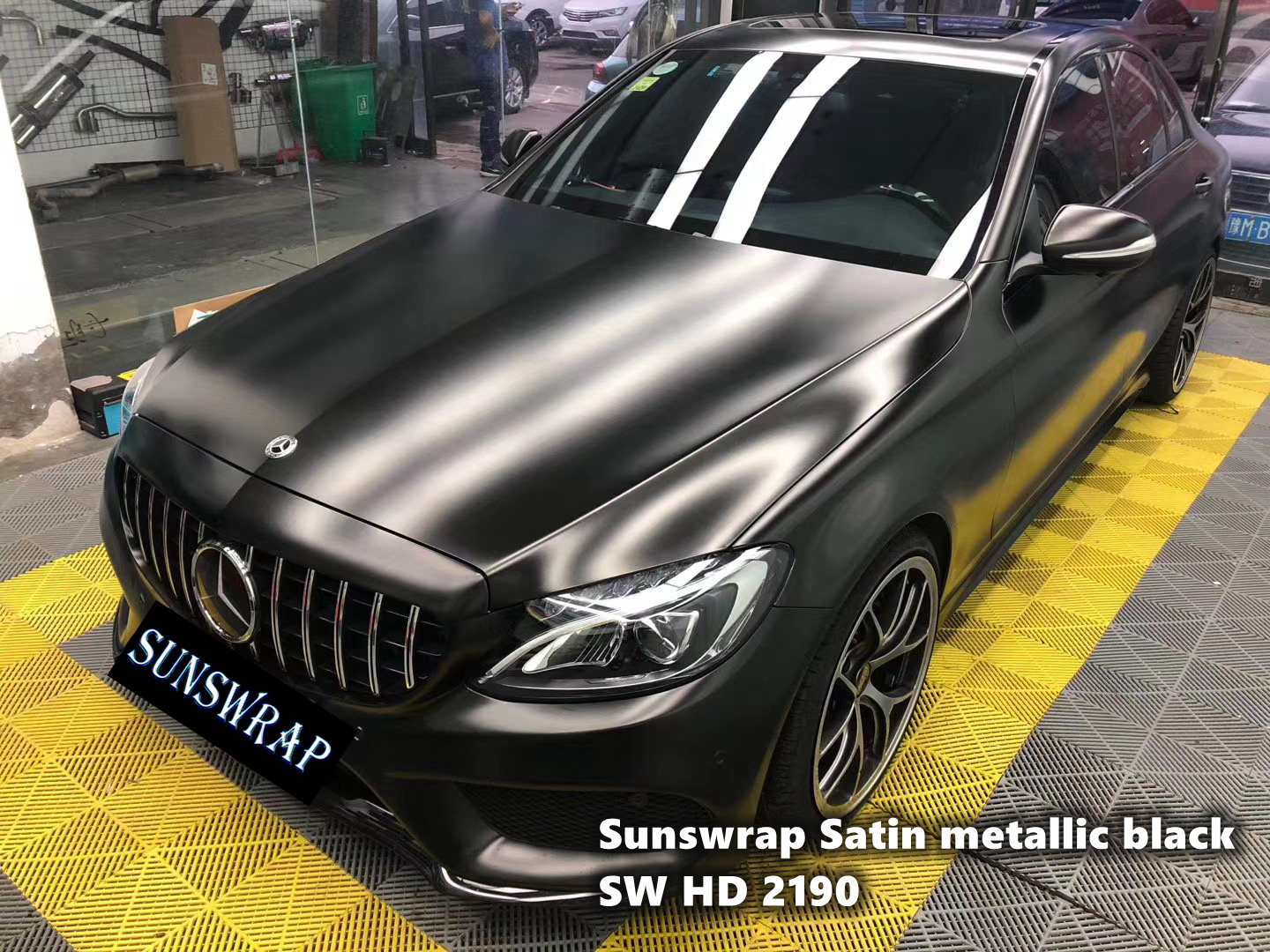 Premium Satin Black Metallic Vinyl Wrap Sticker Whole Car Covering Film Foil Air Release 1.52*18m 5x59ft