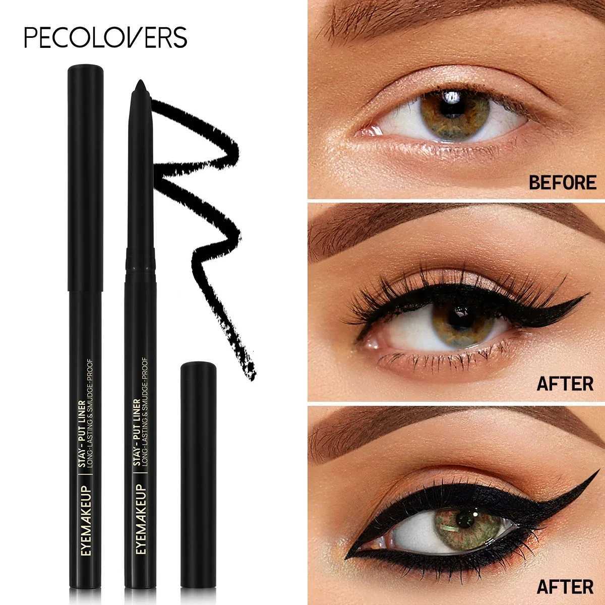 2pcs Waterproof Black Eyeliner Gel Pencil Lasting Natural Smooth Easy Wear Matte Quick Drying Non-Smudge Eyeliner Gel Pen MakeupT251126
