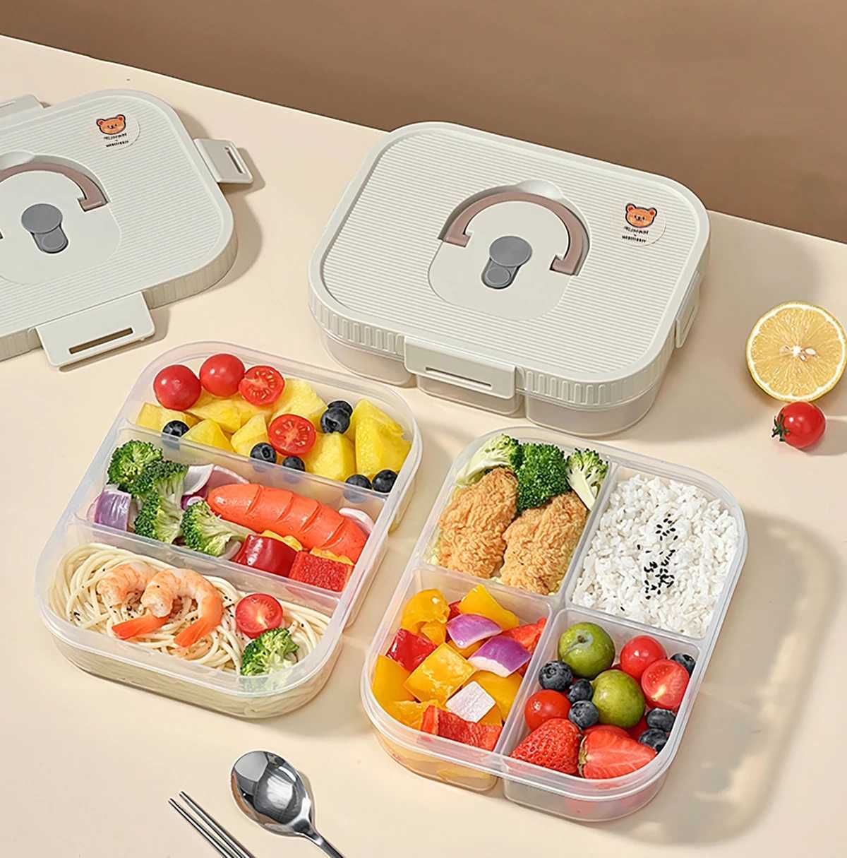 Microwave Plastic Divided Lunch Box With Lid Large Capacity Food Container For Hot And Cold Food Kids Students Sealed Bento Box Y251126