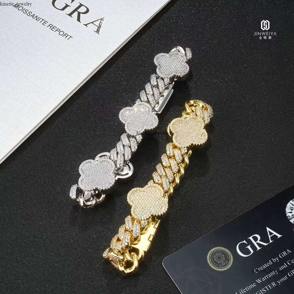 925 Sterling Silver VVS Moissanite Tennis Bracelet New Four-Leaf Clover Valentine's Day Gift Fashion Jewelry