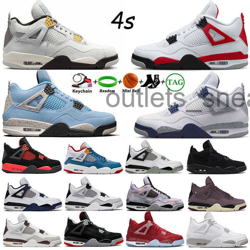Mens Basketball j4 Shoes 4 High OG black cat 4s Midnight Navy Red Cement Photon Dust Violet Ore University Blue White Oreo Men Women Sneakers Traines Size 36-46