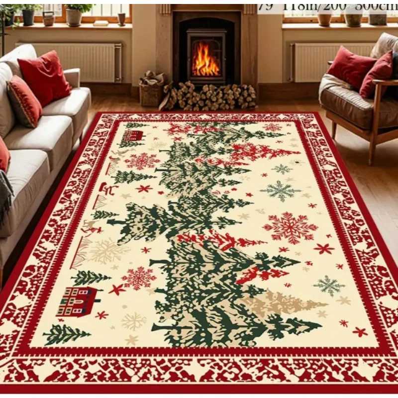 1pc Christmas Tree Area Rug with Christmas Tree Patterned Christmas Floor Mats Large Size Mats for Terrace Home Decoration RugsM251126