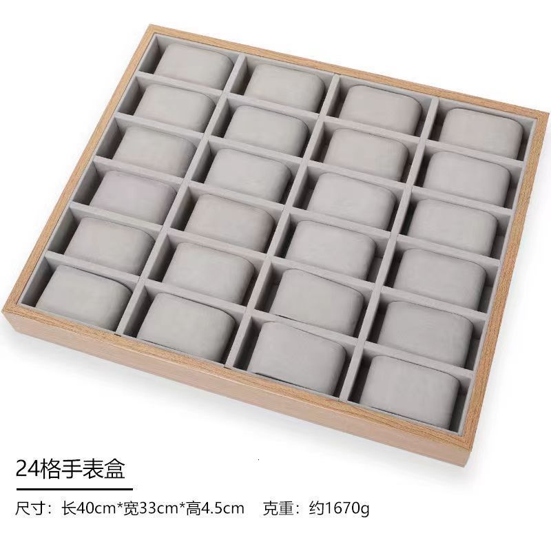 Bamboo Wood Grain 30-Slot Watch Display Tray Viewing Display Plate Multi-Functional Storage Tray