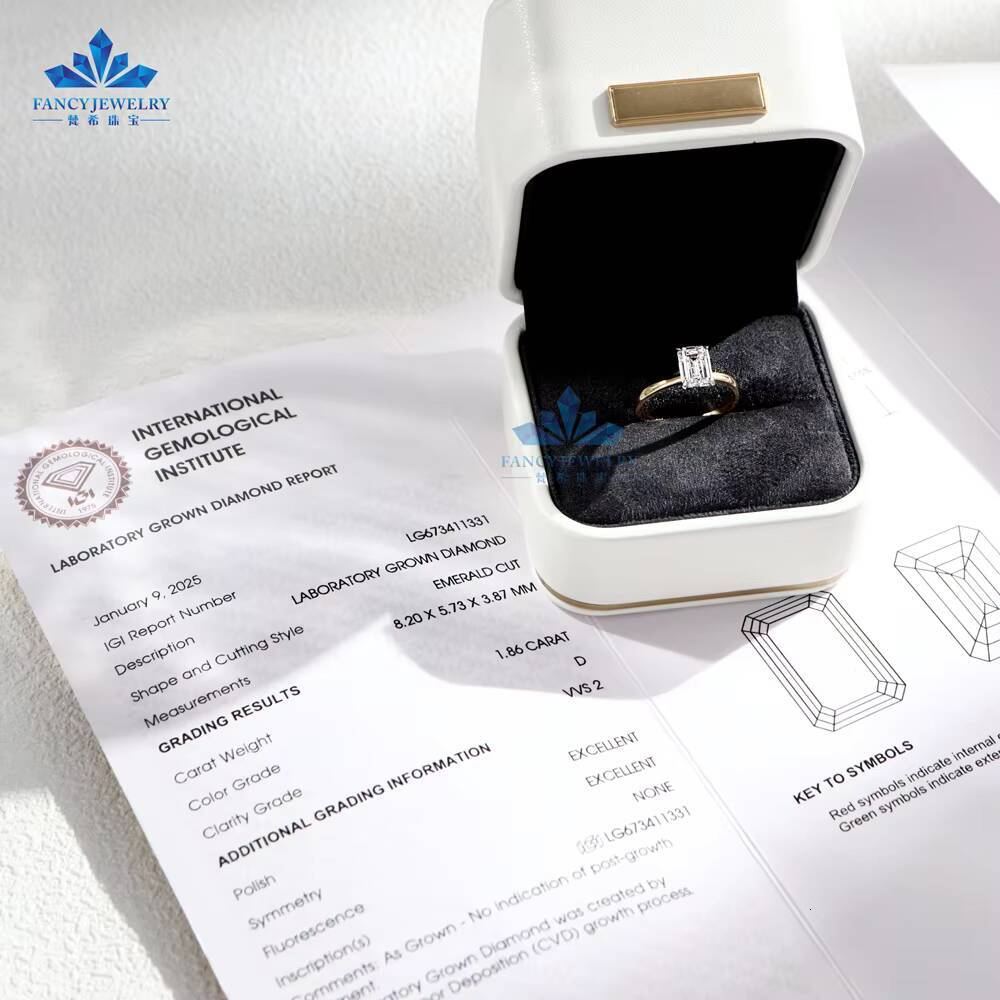 Custom Jewelry 1 2 3 4 5 Ct Real 14K 18K Emerald Lab Created CVD Wedding Solid Gold Lab Grown Diamond Engagement Ring