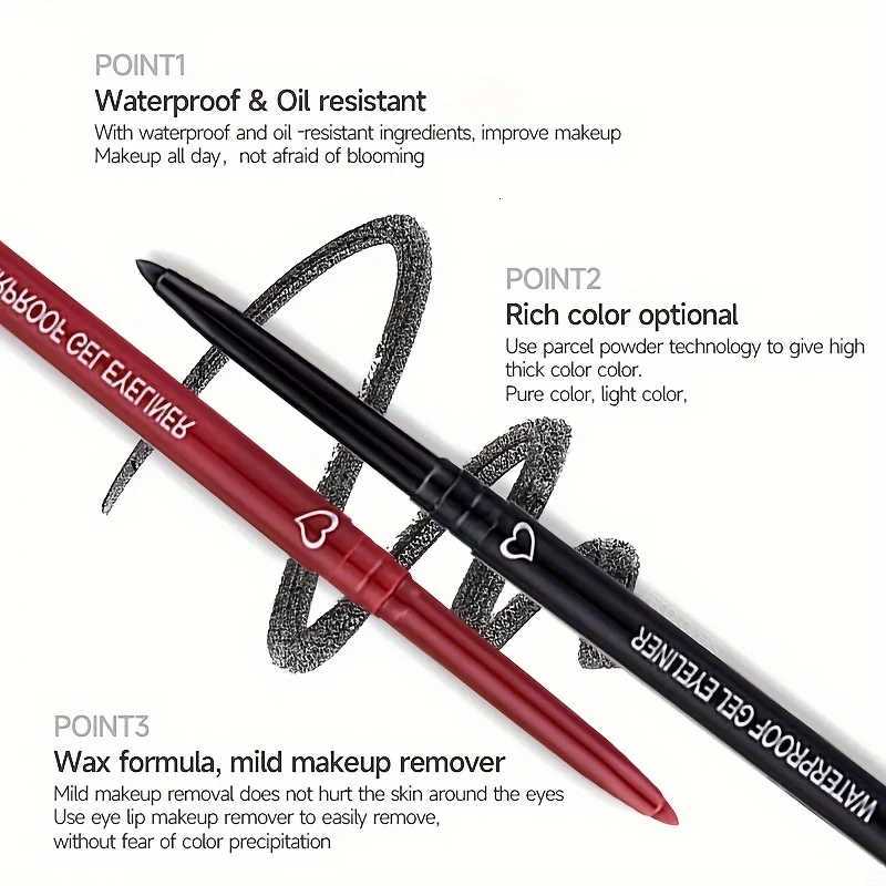 2 In 1 Eyeliner Lip Liner Gel Pencil Waterproof Long-lasting White Black Brown Easy Wear Eyeliner Makeup For Eyes 6 Colors OptioT251126