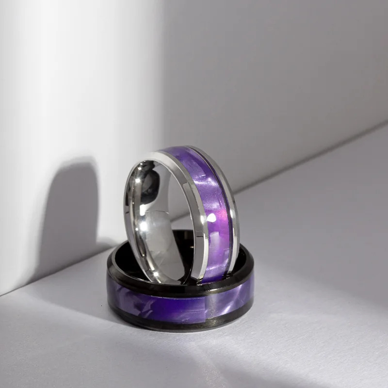 Selling Classic Steel Black Elegant Purple Colorful Couple Ring For Women Men Jewelry Accessories Size 6-13 251126