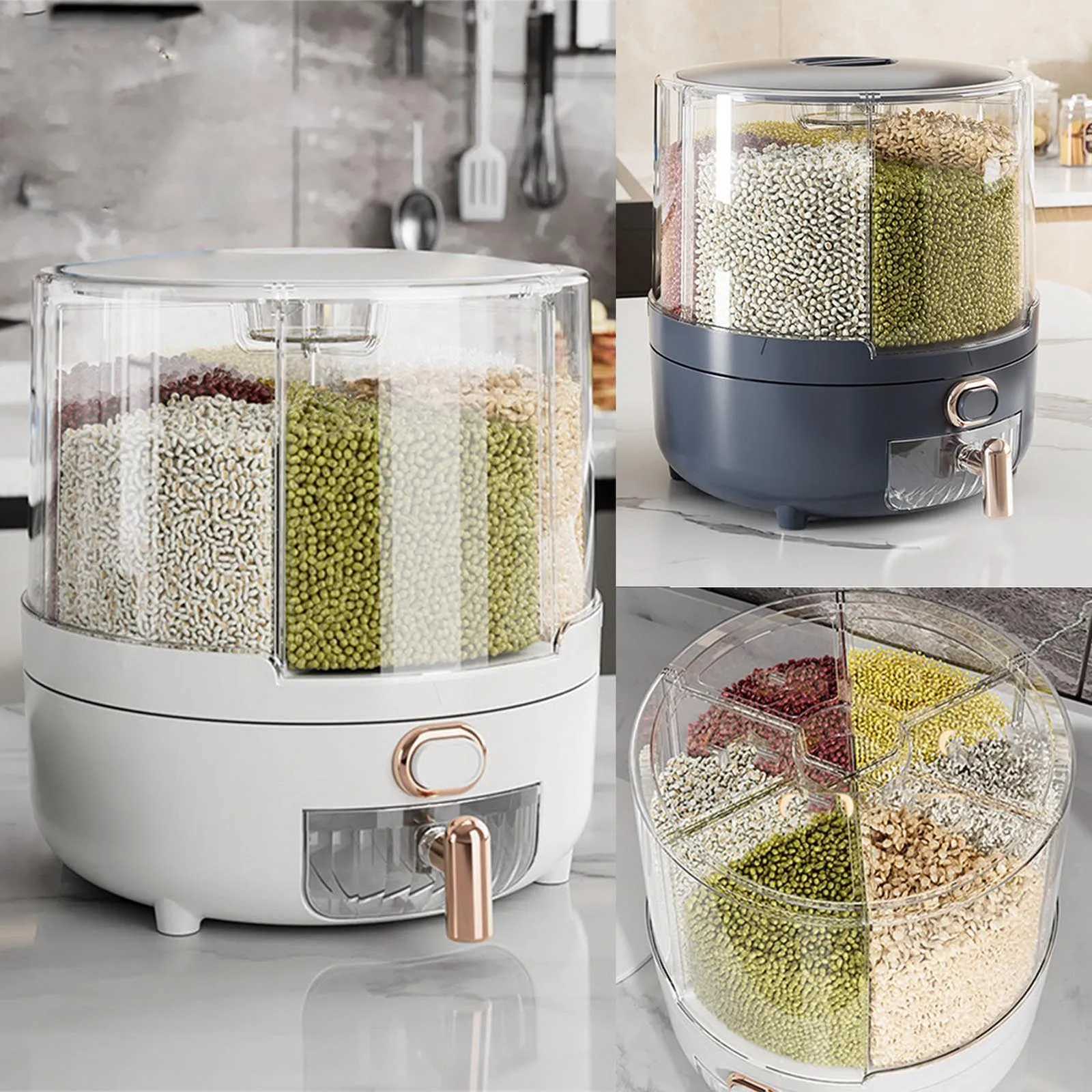 360 Rotating Grain Dispenser 360 Degree Rotating Grain Dispenser Box PP Plastic Kitchen Storage Container for Rice and Beans Y251126
