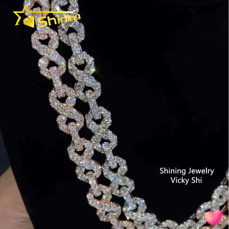 Psaa Diamond Tester Hip Hop Iced Out 13MM Infinity Link 925 Silver VVS Moissanite Cuban Link Chain Necklace