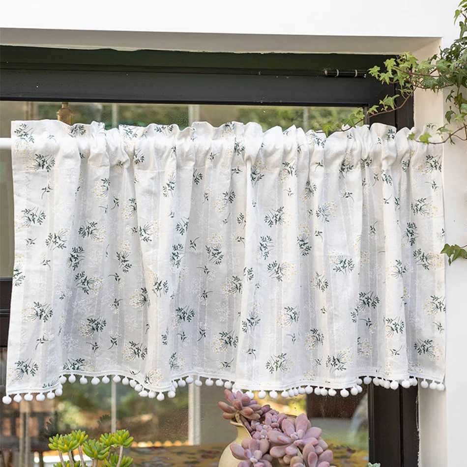 Christmas Korean Cotton Daisy Curtains Road Pocket Shade Curtain Floral Tassel for Kitchen Bedroom Living Room Bay Window Cabinet Curtain Y251126