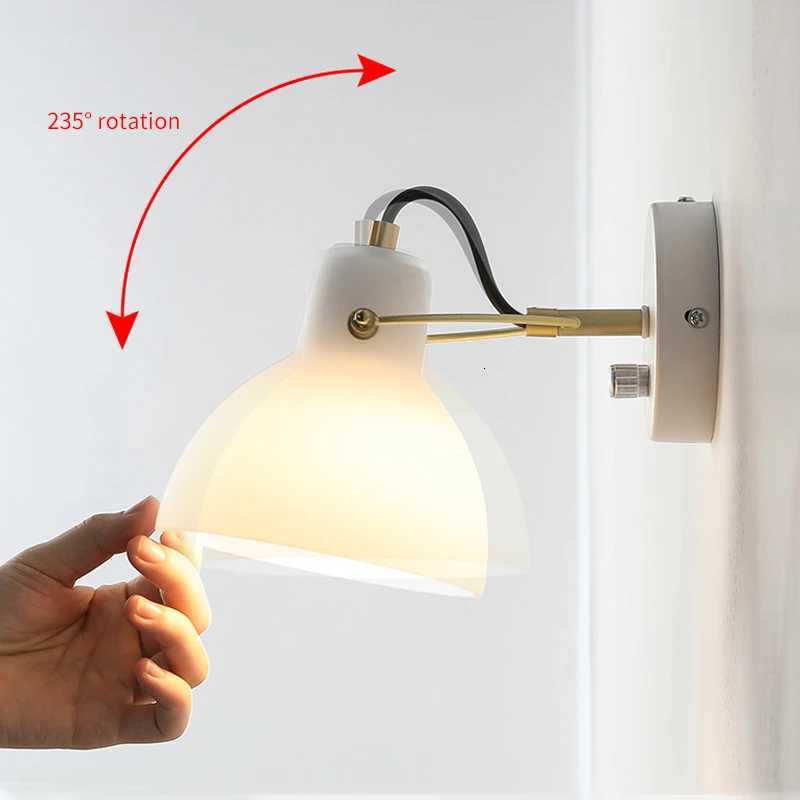 Modern Designer Minimalist Wall Lamp Interior White Jade Atmosphere Lamp Living Hall Bedroom Study Room Adjustable Wall Light M251126