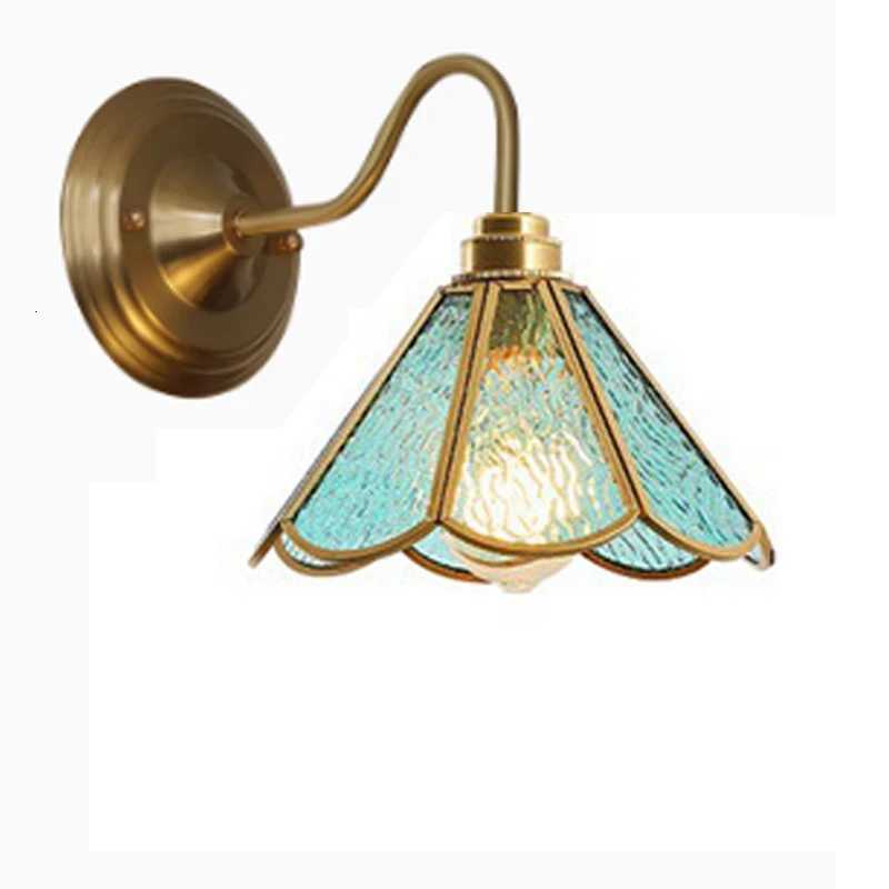 New Retro Copper Tiffany Wall Lamp Simple Reading Light Hanging Villa Bedroom Corridor Living Room Decorative Light Chandeliers M251126