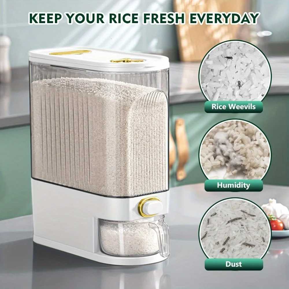 5kg/10kg Rice Dispenser - Large Pantry Storage Container with Measuring Cup Time Markings Y251126