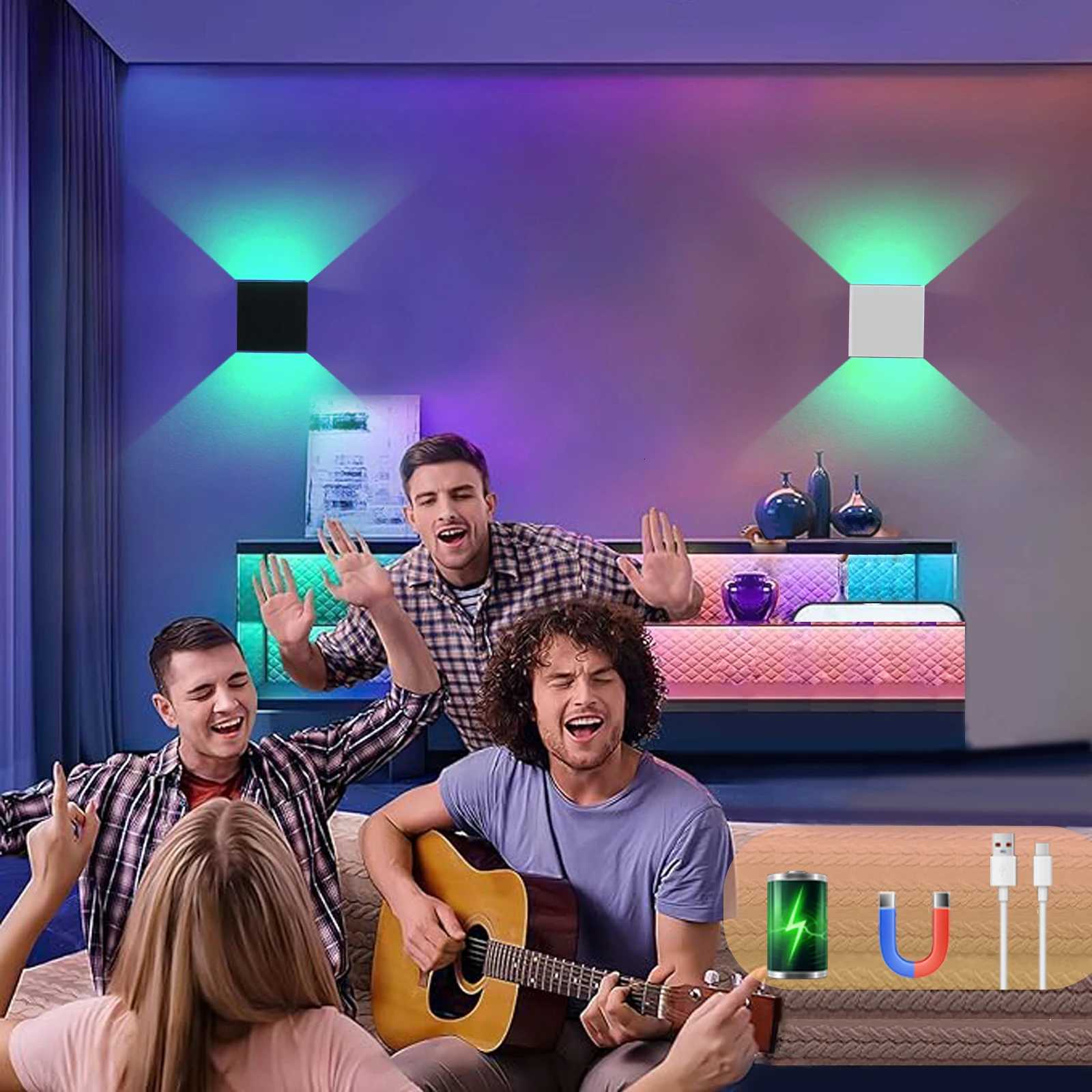 6W Charging Remote Control Wall Lamp With Adjustable Brightness And Wiring Free 16 Colors For Indoor Holiday Atmosphere Lighting M251126