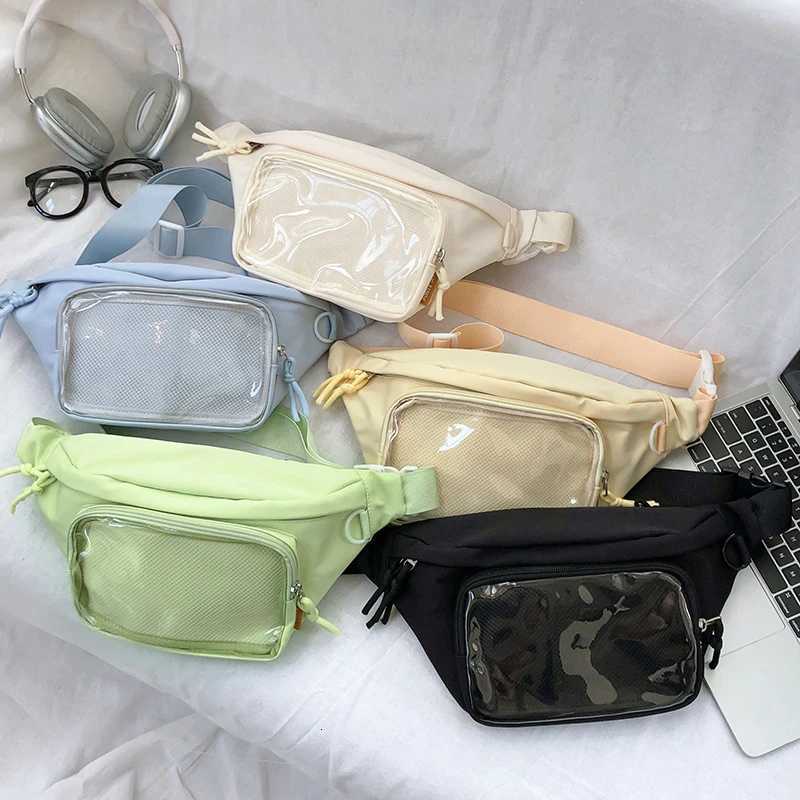 Ita Fanny Pack Waterproof Portable Fashion Clear Window Pins Ita Crossbody Bag Girls Soft Casual Designer Waist Bag Belt PouchT251126