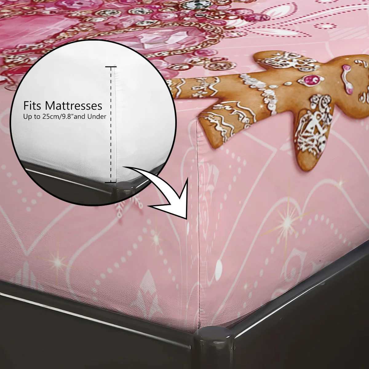 Christmas 3pcs pink romantic Christmas tree print coreless bed sheet set multiple size bed covers bedroom bedding holiday decorations Y251126