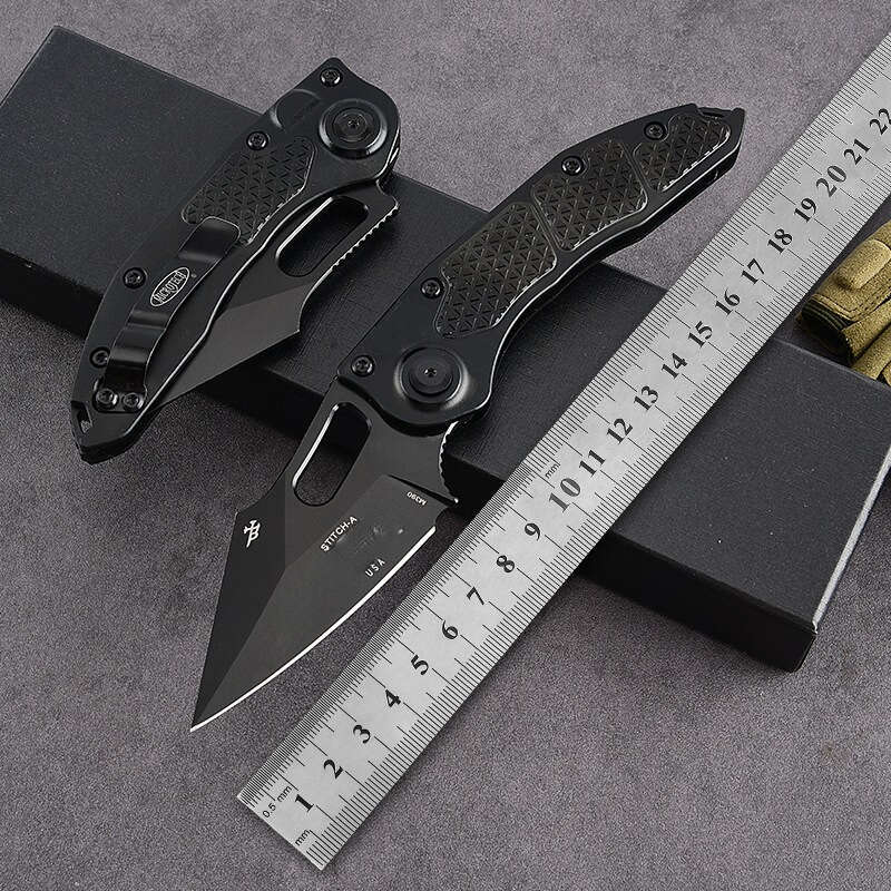 Cross-Border Hot-Selling Micro-Tech Stitch Aluminum Alloy Outdoor Portable Self-Defense Pocket Multi-Functional Folding Knife High-Quality