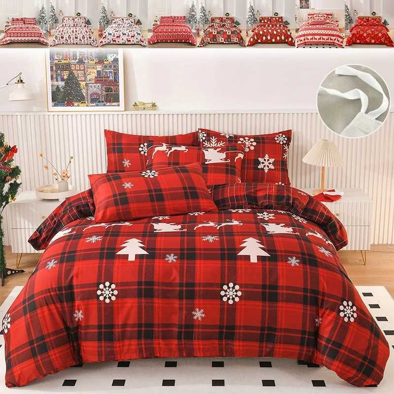 Christmas 2025 New Duvet Cover Christmas Snowflake Pattern Bedding Set skin-friendly Breathable for Kids and Adults Bedroom Decor Y251126
