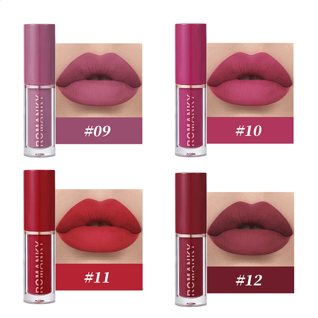 Matte Lip Gloss Set Smudge Proof Velvet Texture 12 Long-Lasting Shades for All Skin Types - Perfect Valentines Gift 250424