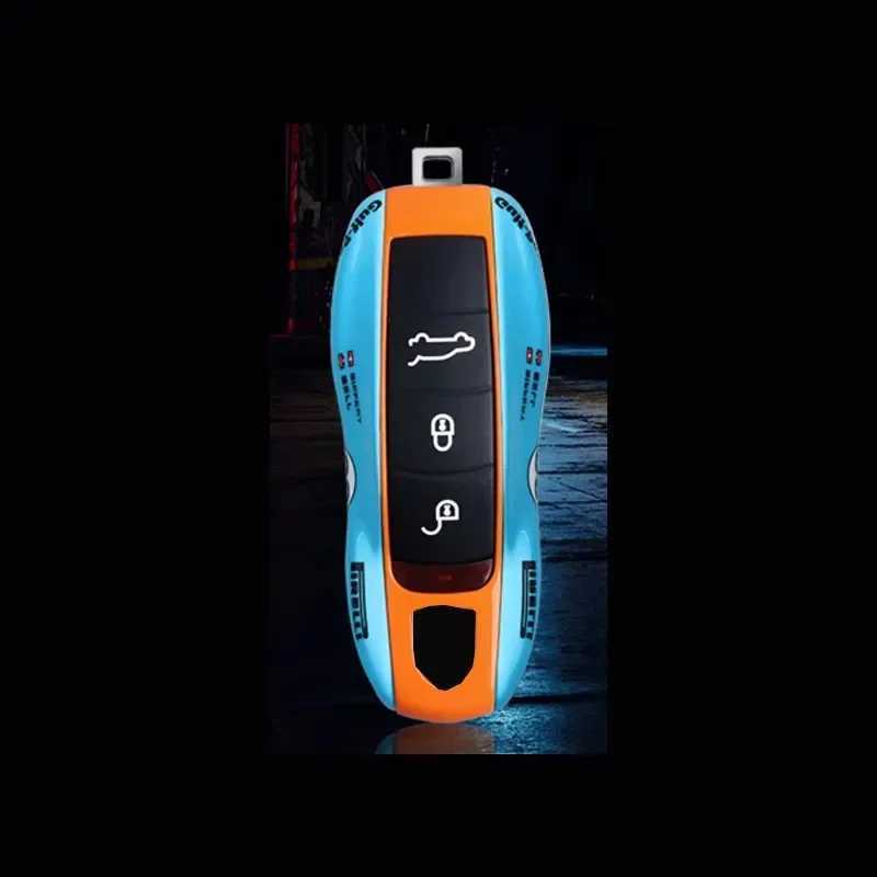 20 for Gulf Memorial Version for Porsche Macan Cayenne 718 Paramera 911 Modified Car Key Case Cover Fob Keychain Accessories S251126