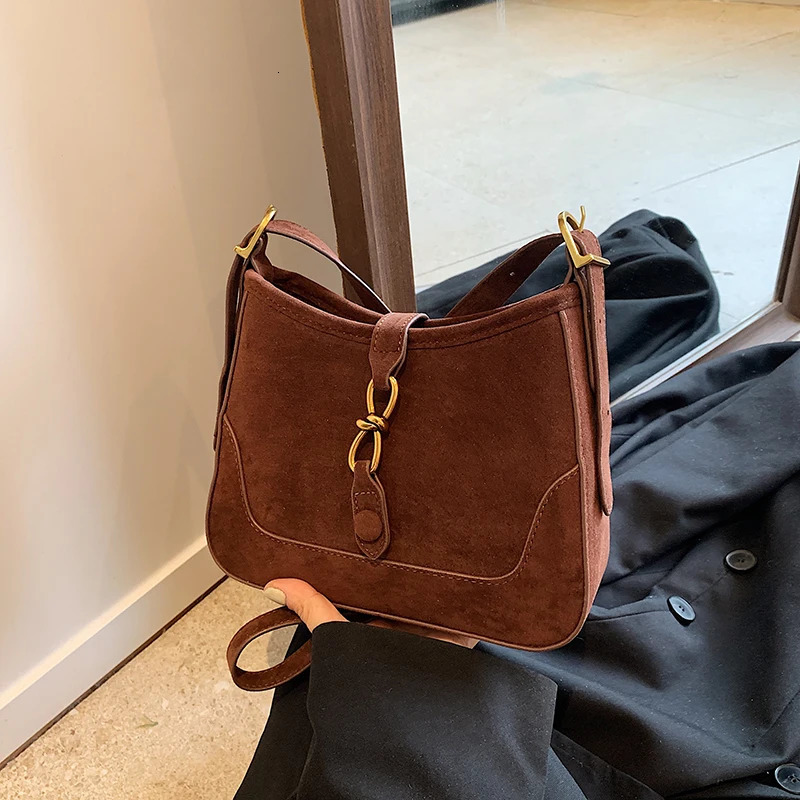 Winter Trendy Frosted PU Leather Shoulder Bag for Women Quiet Burgundy Bag Lady Solid Color Crossbody Bags Suede Purse 250425