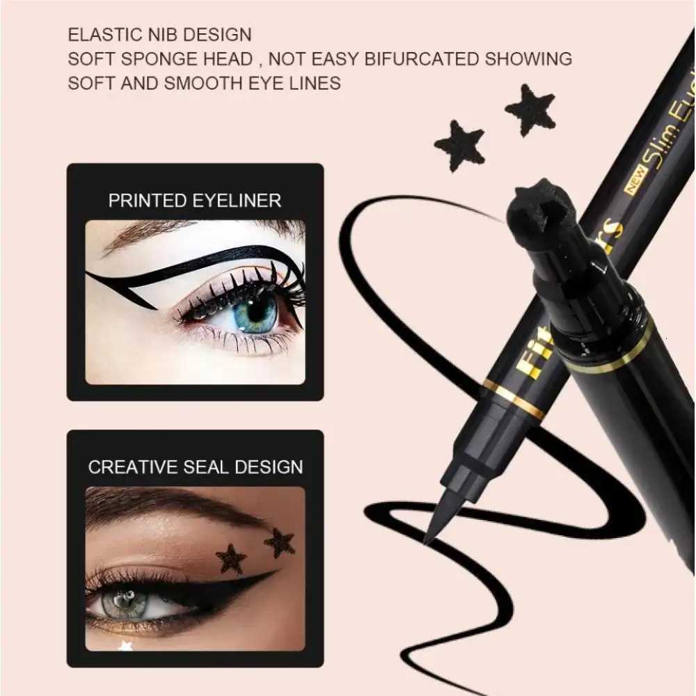 6PCS Waterproof Liquid Eyeliner Set Black Heart Star Stamp Long Lasting Smudge Proof Quick Dry Eye Makeup KitT251126