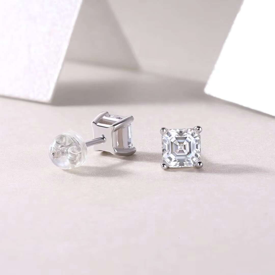 Factory Wholesale Classic Dia Four-Prong Moissanite S Sterling Sier Stud Earrings