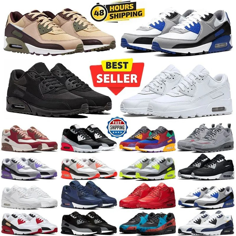 Classic 90 Mens Running Shoes OG Triple White Black UNC Wolf Grey Polka Dot Infrared Supernova Total Orange Lahar Escape Hyper Grape Royal 90s Women Sneakers 36-45