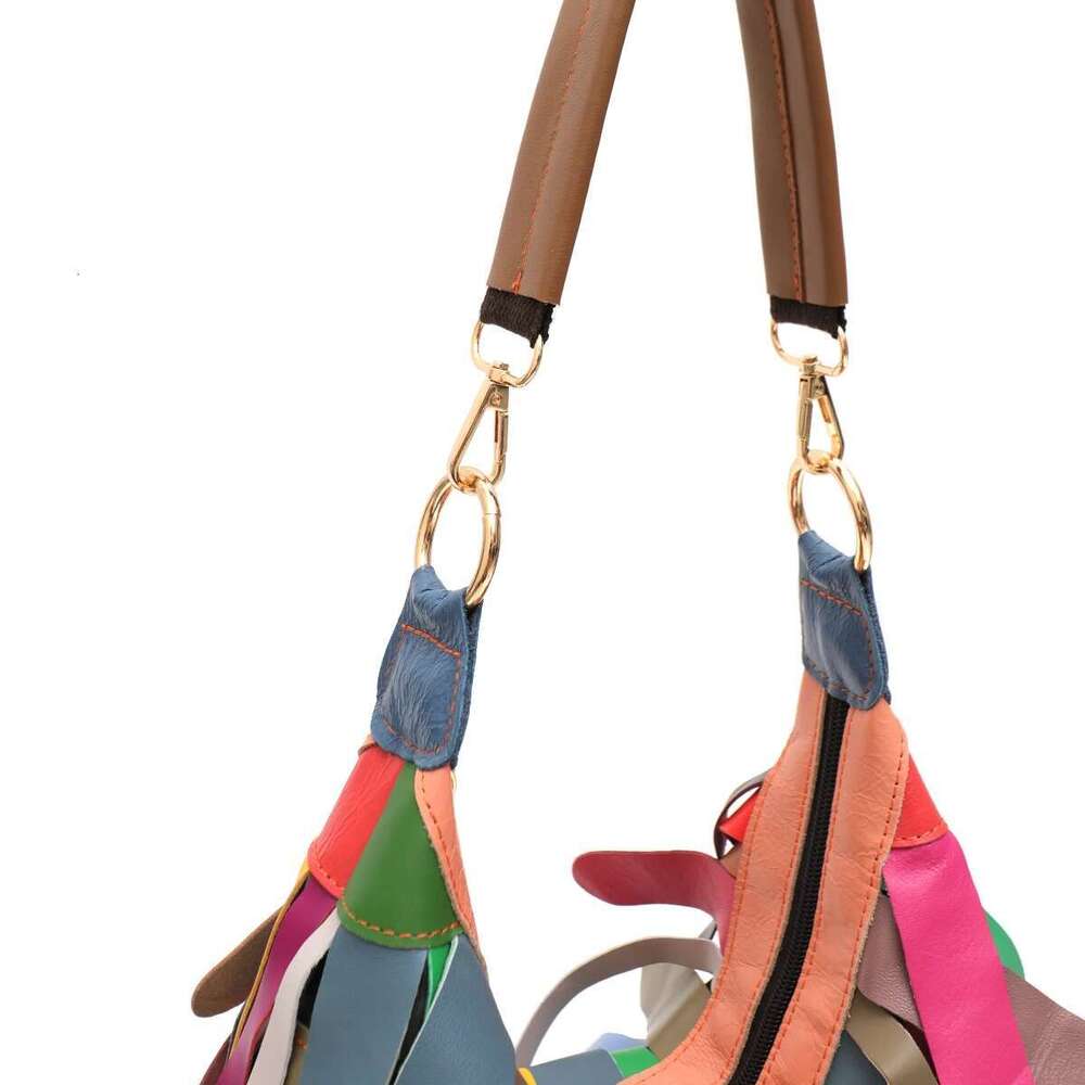 Designer Bag 2025 Women Daily Casual Slouchy Boho Style Colorful Real Sheepskin Tassel Fringe Hobo Shoulder Cross Body Bag Genuine Leather Handbag Lux