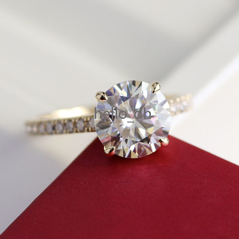 14K Yellow White Gold Wedding and Engagement Rings Pure Gold Moissanite Rings