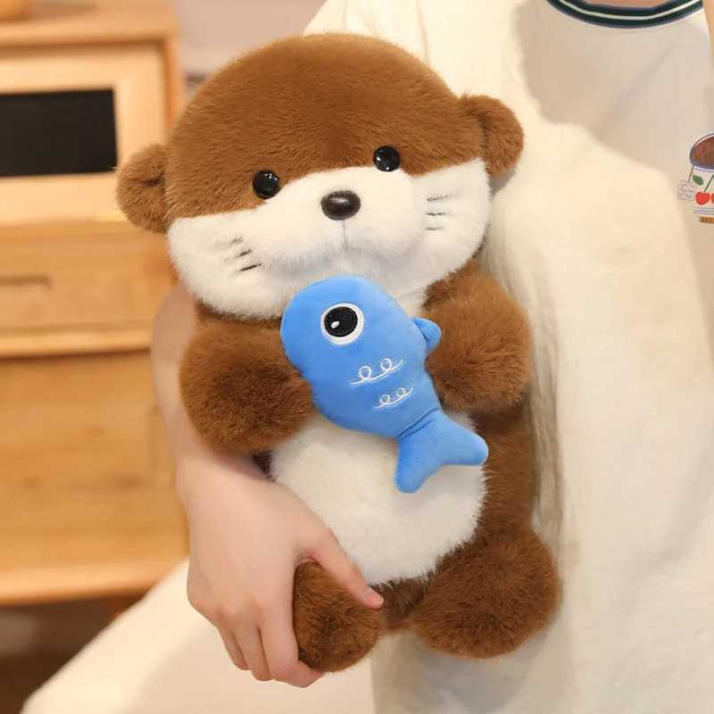 35cm Otter Plush Toy Soft Holding Fish Otter Doll low Creative Otter Stuffed Toy Birthday Gift For Kid Ro Decor C251202
