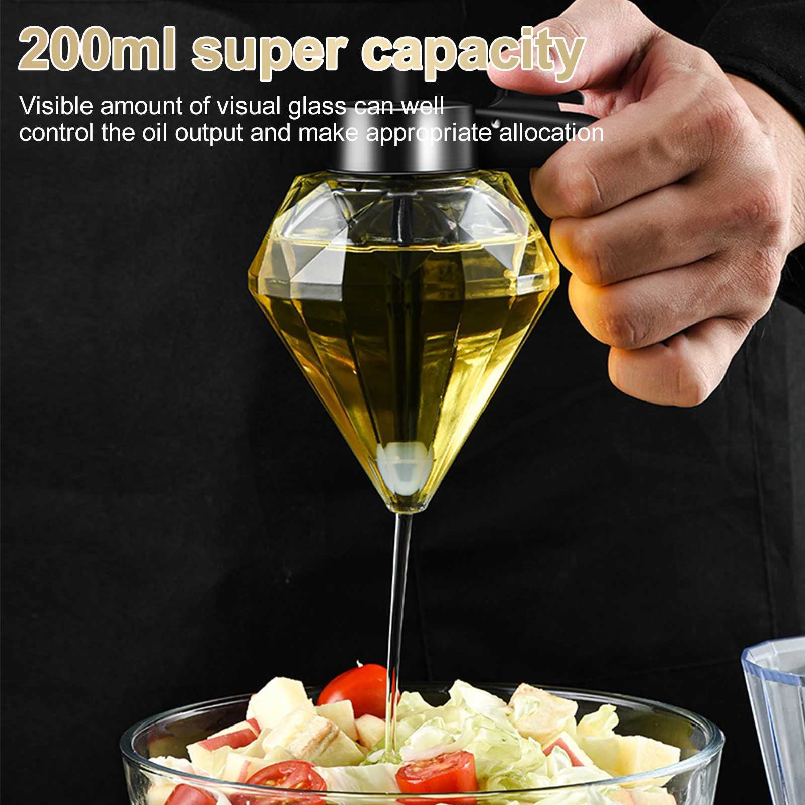 200ML Diamond Shaped Glass Honey Dispenser with Stand Large Capacity Oil Dispenser Multi-functional Oil Bottle Vinegar and Sauce Y251126