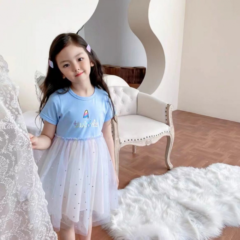 DISNEY Kids designer clothes baby girl dress Princess Skirt A-line Skirt Birthday Party Dress summer children's baby thin gauze dress unicorn rai