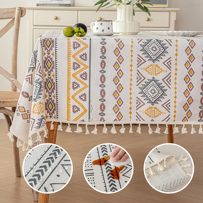 A634 Bohemian waterproof and oil-proof tablecloth non-slip and dirt-resistant tablecloth single dust-proof retro coffee table table cover towel