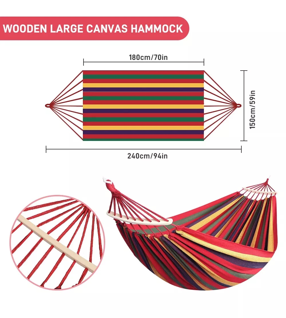 2 Person Double Camping Hammock Chair Bed Outdoor Hanging Swing Sleeping Garden