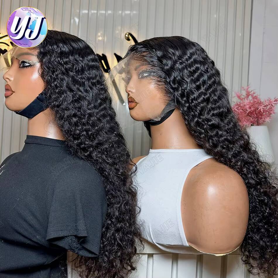 13X4 Transparent Lace Front Cuticle Aligned Deep Wave HD Lace Frontal Wigs Black Women Long Length Human Hair Wigs