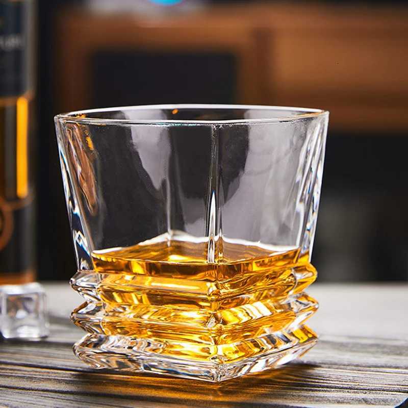 280ml Whiskey Glass Square Pagoda Shaped Wine Glass Drinkware Vintage Cup Drinking Bottle Bar Party Mugs Transparent Brandy Cup C251126