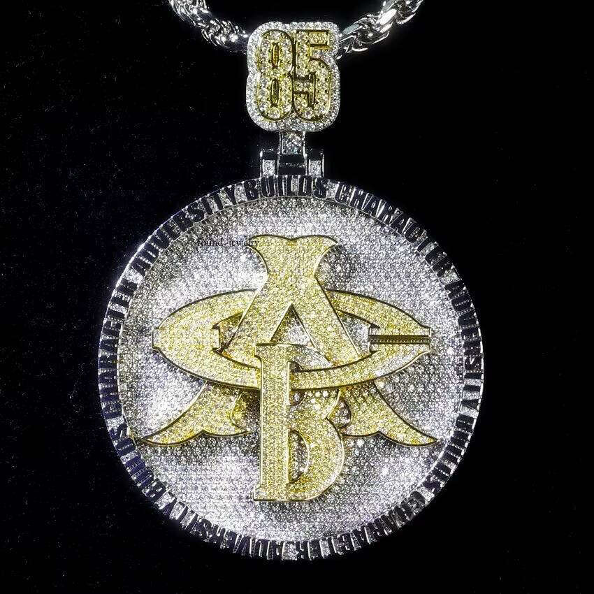 Sterling Sier VVS Letter Rapper Men's Iced Out Hip Hop Jewelry Moissanite Pendant Charm