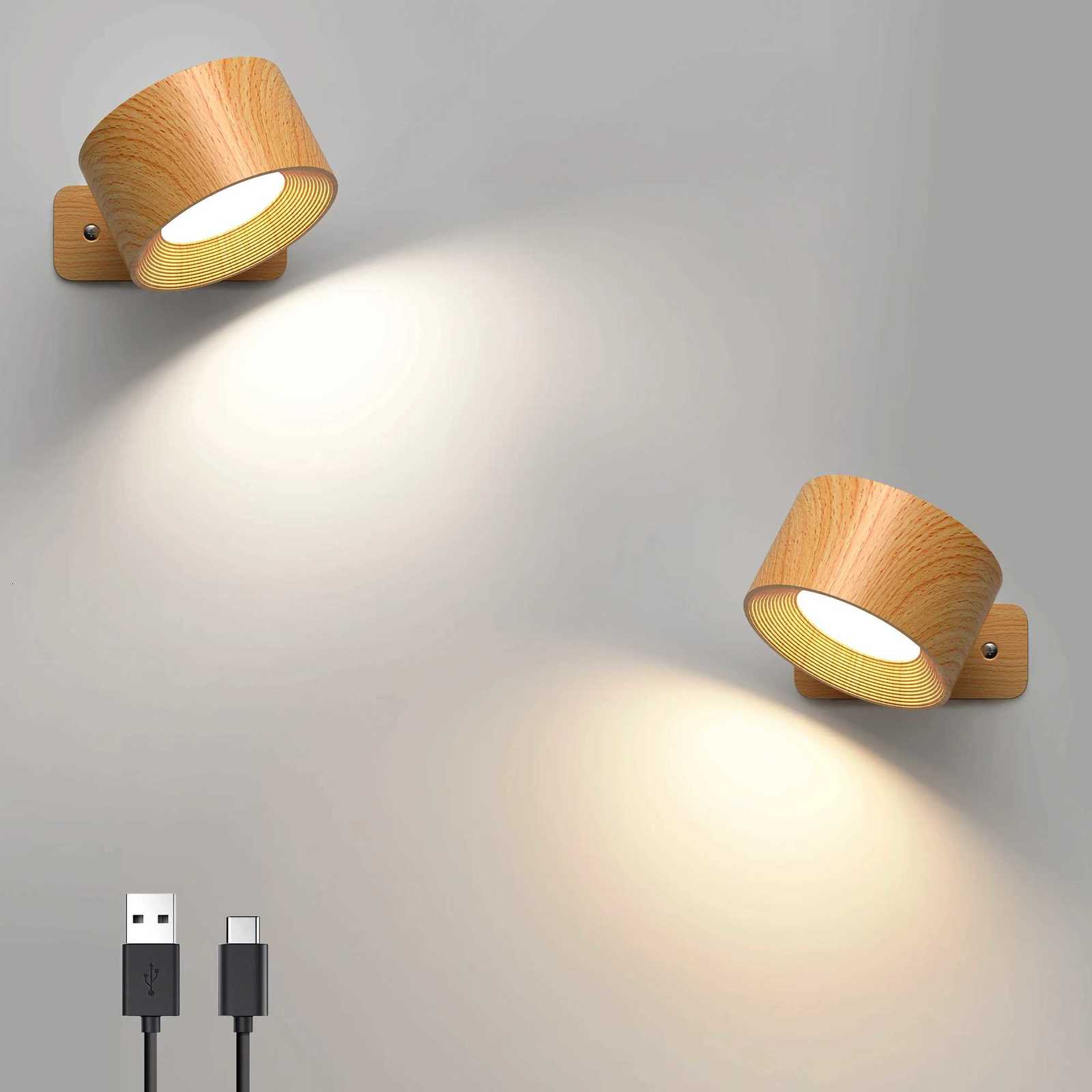 1pc/2pcs LED Wall Sconces 3 Brightness Levels 3 Color Modes Wall Lights Battery Operated 360 Rotatable Touch Control Wall Lam M251126