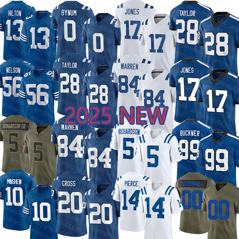 20 Nick Cross Football Jerseys 84 Tyler Warren 17 Daniel Jones 28 Jonathan Taylor 0 Camryn Bynum 5 Anthony Richardson 14 Alec Pierce 15 Riley Leonard 23 Kenny Moore II