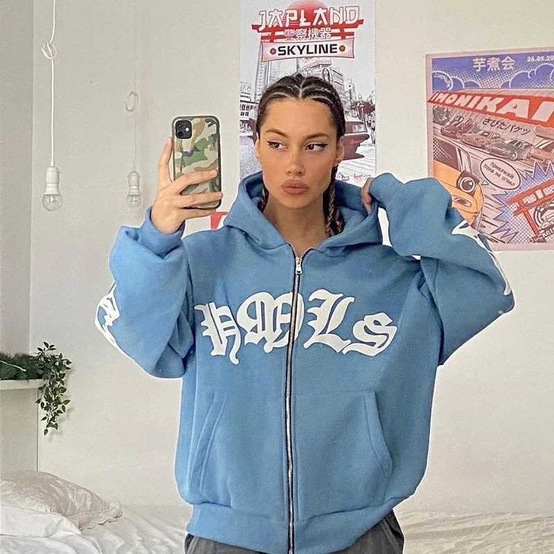 New Womens Street Hoodie Foam Zipper European and American Hoodie J251136