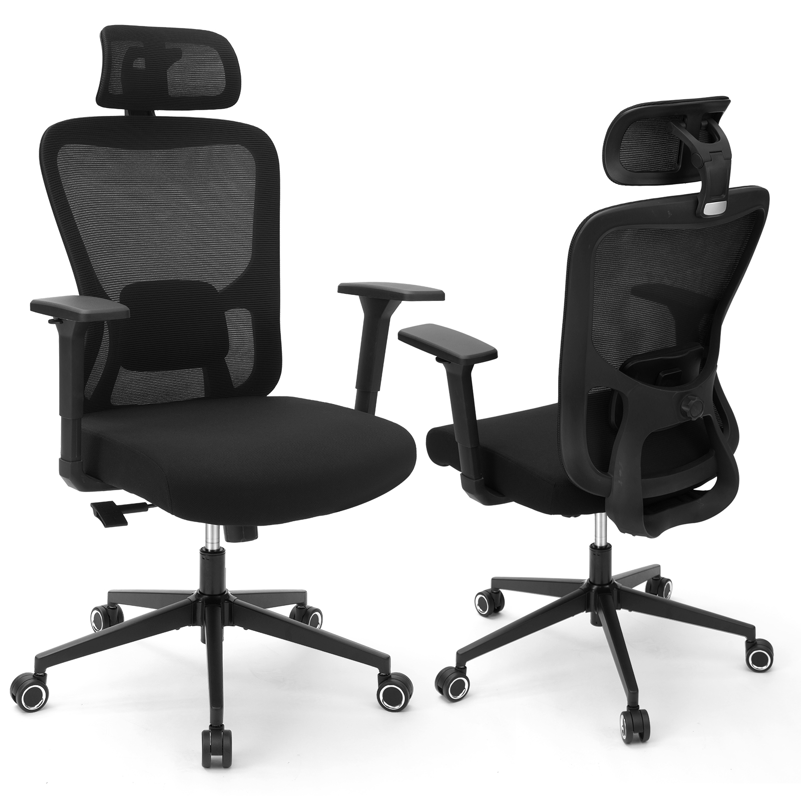 White black multifunctional study chair Stylish White/Black Adjustable Seat with Multiple Functionality - Ideal Study Companion with grab